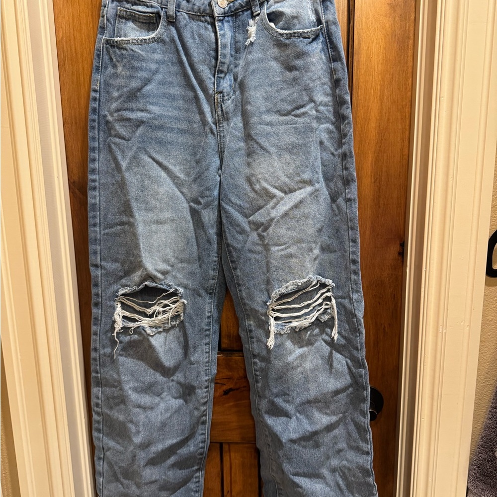 Distressed Blue Jeans